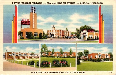 #ad Vintage Multi View Postcard Tower Tourist Village Motel Omaha Nebraska NE 9727 $12.95