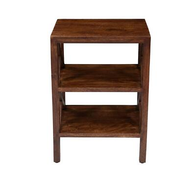 #ad Solid Wood Rustic Modern X Side Accent Table with Two Shelves $155.94