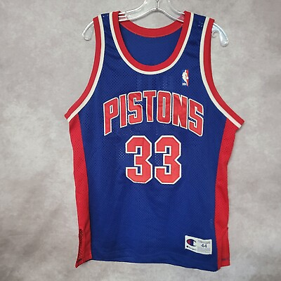 #ad Rare Vintage Champion Authentic Detroit Pistons Grant Hill 33 Jersey Mens 44 L $174.99