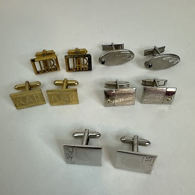 #ad Lot of 5 Pairs Vintage cufflinks gold amp; Silver tone $12.80