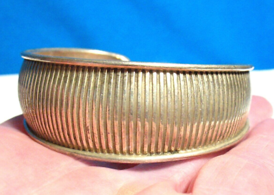 #ad STERLING SILVER CUFF BRACELET RIBBED PATTERN 17 GRAMS 3 4quot; WIDE $150.00