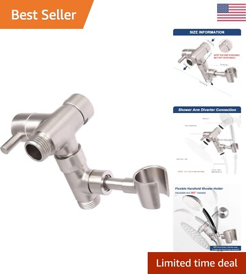 #ad Brushed Nickel Shower Arm Diverter with Handheld Shower Mount Universal Fit $47.99