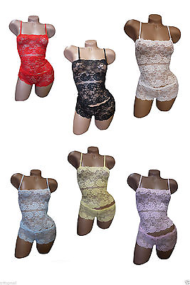 #ad New Sexy Lace set cami suite 2 piece set floral lace top boxer 3068 GBP 8.00