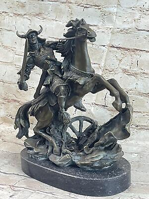 #ad Japanese Samurai Warrior on Horseback Bronze Sculpture Statue Original Kamiko $224.50