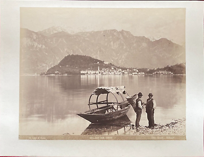 #ad BELLAGIO LAKE COMO ITALY MEN ON LAKE SHORE 1870#x27;s PHOTO by BOSETTI EDIZ $35.00