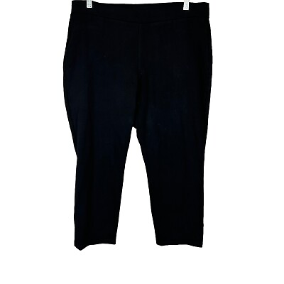 #ad Susan Graver Women#x27;s Weekend Petite Premium Stretch Slim Leg Pants Black PL Size $25.00
