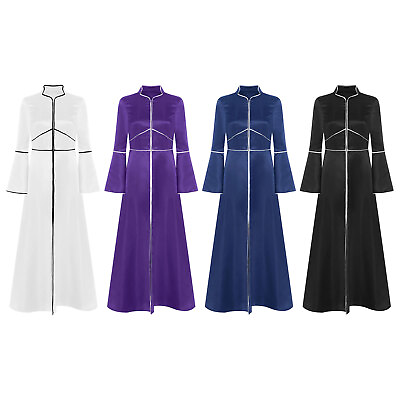 #ad Womens Clergy Priest Robe Halloween Maxi Dress A Line Costume Choir Praisewear $24.17