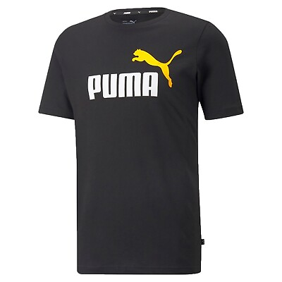 #ad NEW Mens Puma ESS 2COL Black T Shirt Black Tangerine 586759 54 $13.98