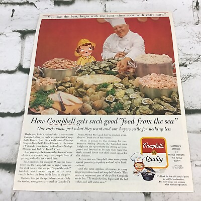 #ad Vintage 1963 Campbell’s Soup Fish From The Sea Advertising Art Food Print Ad $9.99