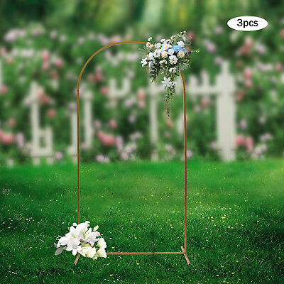 #ad Wedding Arch Stand Rack 3 Pcs Backdrop Stand Gold For Ceremony Party Decor Shelf $64.60
