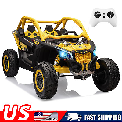 #ad 24V Licensed Can Am Kids Electric Ride on UTV Toys Car All Terrain Tire Yellow $789.55