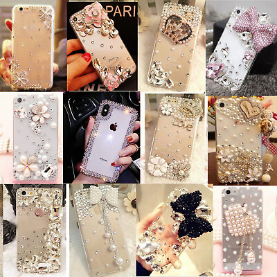 #ad Women Handmade Shockproof Diamond Glitter Sparkle Bling Diamonds Phone Back Case $9.98