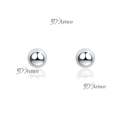 #ad 925 sterling silver stud Screw back baby kids ball bar simple safe earrings 3mm AU $21.99