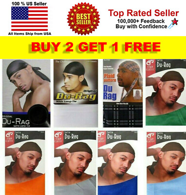 #ad Men#x27;s DU RAG DU RAG Long Tie Wave Cap Sports Tie Down Cap HeadWrap $6.49