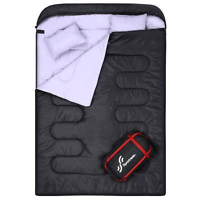#ad Double Sleeping Bag for Adults 2 Person Sleeping Bag for Adults Mens Black $56.70