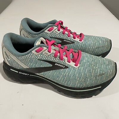 #ad Brooks Ghost 14 Womens 8 B Shoes Green Pink Running Walking Gym Cushion Trainer $21.95