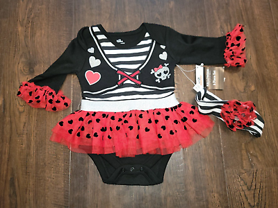 #ad CELEBRATE HALLOWEEN Infant Girl#x27;s Pirate 2 Piece Outfit 0 3 12 Months New NWT $11.99