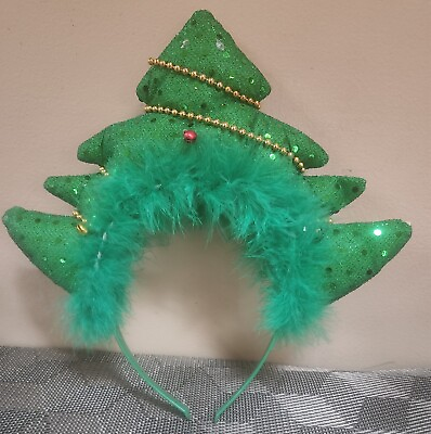 #ad Christmas Tree Holiday Hair Headband with Beads Ornament amp; Sequins $2.95