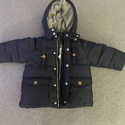 #ad Jacadi Infant Boys Puffer Jacket Hooded 12 Months Navy Blue Girls Toddler Winter $45.00