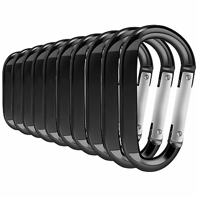 #ad Carabiners Clip Set 10 Pack of Locking D Ring Shape Clips NEW $5.55