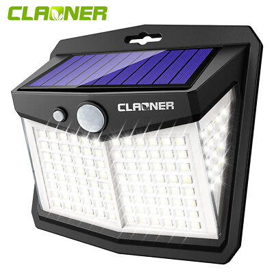 CLAONER Solar Power 128 LED Lights PIR Motion Sensor Outdoor Security Lamp Wall $8.99