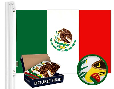 #ad G128 – Mexico Mexican Flag 3x5 feet Double Sided Embroidered 210D $33.99