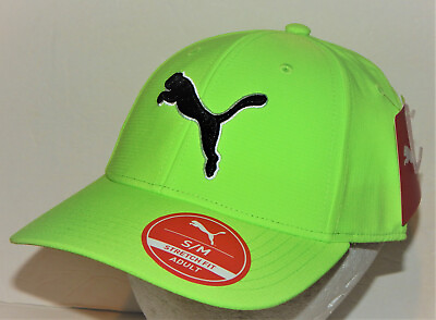 #ad Puma Cat Hat Cap Size S M Neon Green $22.97