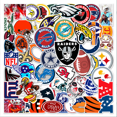 #ad 50 Pcs Stickers NFL Teams LOGO Sports Fridge Luggage Car Skateboard Laptop Vinyl $6.95