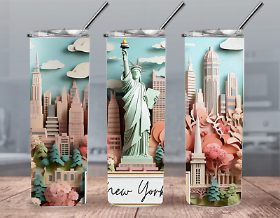 #ad TUMBLER NYC New York City 3D Travel Mug Free Fast shipping Stainless Steel $22.00