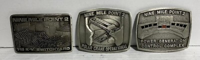 #ad 3 Vintage Nuclear Generating Station 9 Mile Point 2 Belt Buckle Rare $74.95