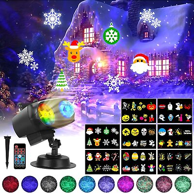 #ad 64 Rotatable Patterns Christmas Landscape Projector Light LED holiday Party Lamp $29.99