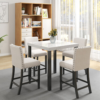 #ad 5 Piece Dining Table Set Table with 4 Chairs Home Kitchen Breakfast Furniture $389.99