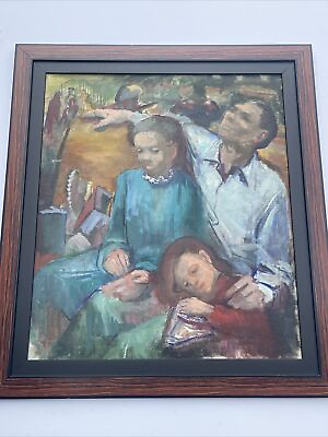 #ad ANTIQUE BLACK FAMILY PAINTING AFRICAN AMERICAN WPA REGIONALISM IMPRESSIONISM OIL $1600.00