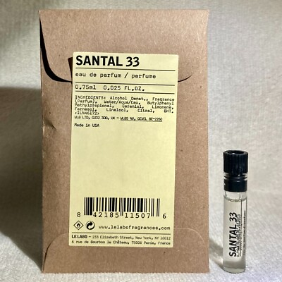 #ad Le Labo Santal 33 Eau de Parfum EDP Sample Vial .025oz .75mL New in Pouch $16.49