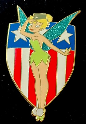 #ad LE 100 JUMBO Disney Auctions Pin Tinker Bell Patriotic Metal Salute Glitter HTF $399.00