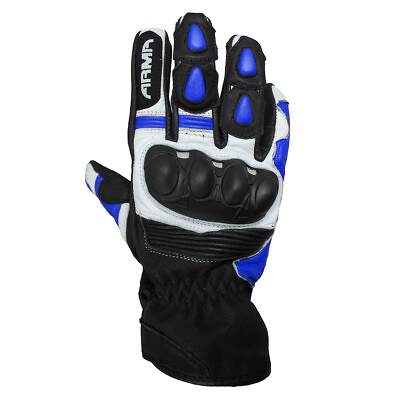 #ad ARMR Eyoshi SHL840 Summer Leather Motorcycle Motorbike Gloves Black amp; Blue GBP 37.49