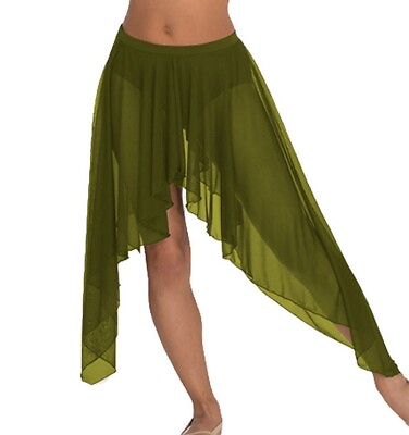 #ad Women#x27;s Olive Green Belly Dance Chiffon Side Asymmetrical skirt Sexy GYPSY C44 $30.50