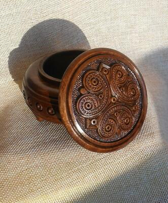 #ad Jewelry box Round carved wooden box Necklace Jewelry Wedding birthday present 4quot; $22.00
