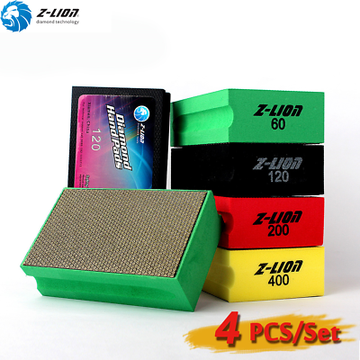 #ad 4Pcs Electroplated Diamond Hand Polishing Pads Set Block Concrete Granite Stone $40.49