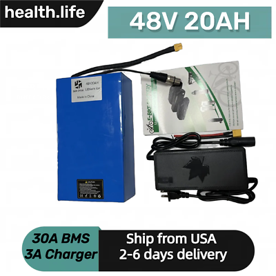 #ad 48V 20Ah Lithium Ion Ebike Battery Electric Bicycle BMS Charger 1200W Motorcycle $219.99