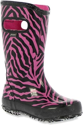 #ad Bogs Toddlers Rainboots Zebra Pink Multi Size 1 Kids MSRP $50 $34.95