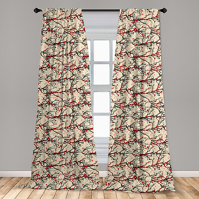 #ad Cherry Blossom Microfiber Curtain 2 Panel Set for Living Room Bedroom in 3 Sizes $25.99