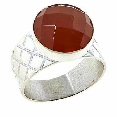 #ad Jay King Sterling Silver Tangerine Chalcedony Ring size 8 $19.90