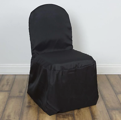 #ad Black Polyester Banquet Chair Cover For Party Events Weddings 10 25 30 50 100 $148.00