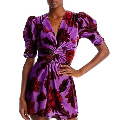 #ad NEW Rhode Womens Leanna Velvet Short Twist Front Mini Dress Size X Small XS $139.99