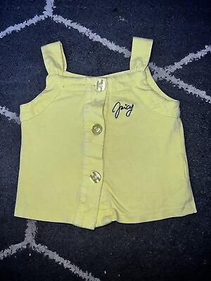 #ad Juicy Couture Girls Bright Yellow Button Up Embroidered Tank Size 5 $20.00