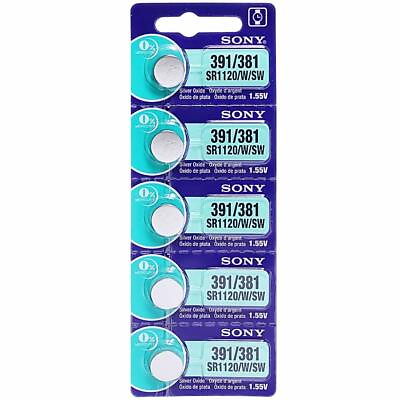 #ad Sony 391 381 SR1120 W SW Silver Oxide Battery 5 Count Expiration 05 2022 $8.54