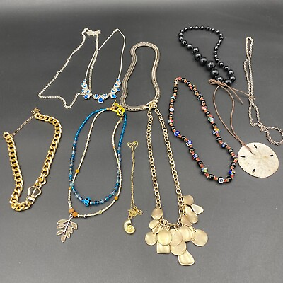 #ad Lot of Vintage Wearable Costume Jewelry Necklaces metal glass sand dollar beads $23.00