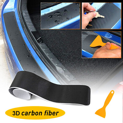 #ad Car Rear Bumper Protector Guard Trim Cover Sill Carbon Fiber Protect Sticker DIY $8.47