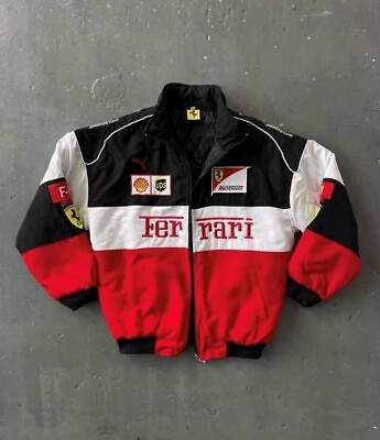 #ad #ad Ferrari jacket Adult F1 Vintage Racing jacket Embroidered UniSex $90.00